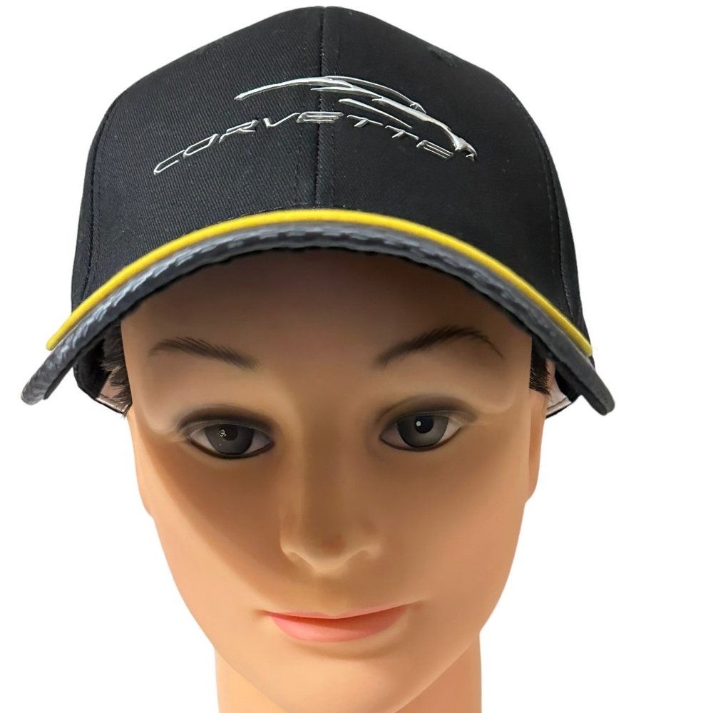 Corvette Racing Ralph White Cap - Black Chrome Liquid Metal Emblem / Logo NWT